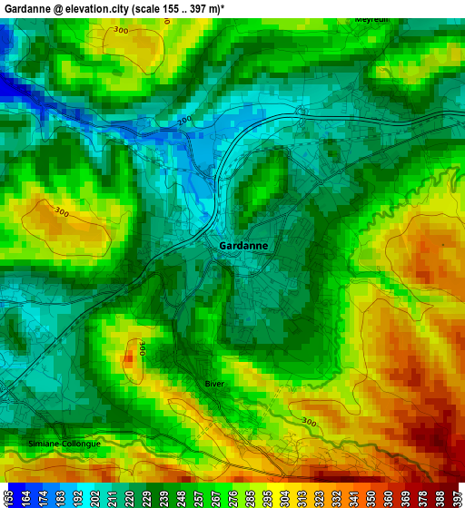 Gardanne elevation map