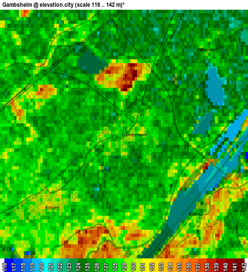 Gambsheim elevation map