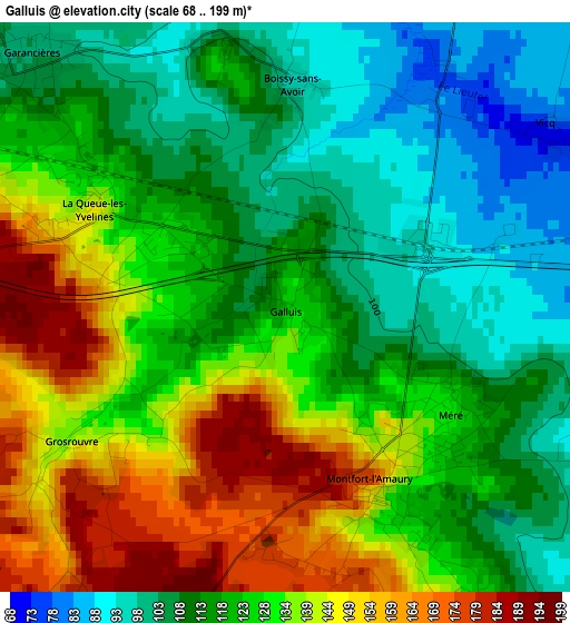 Galluis elevation map