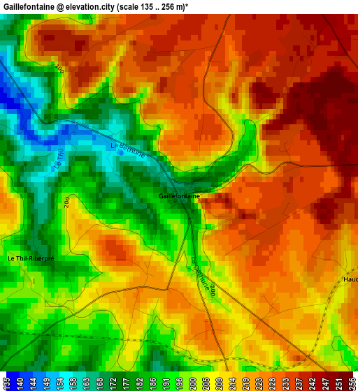 Gaillefontaine elevation map