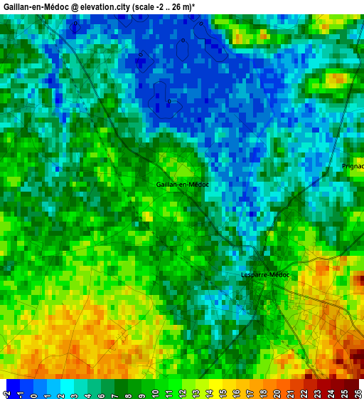 Gaillan-en-Médoc elevation map