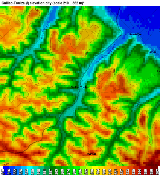 Gaillac-Toulza elevation map