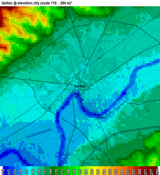 Gaillac elevation map