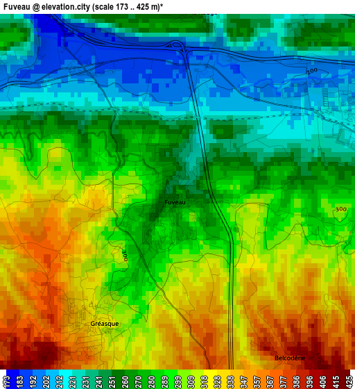 Fuveau elevation map