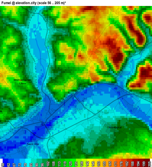 Fumel elevation map