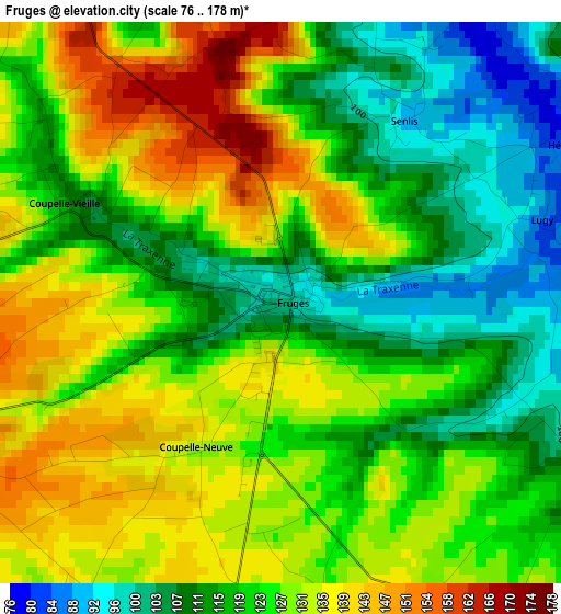 Fruges elevation map