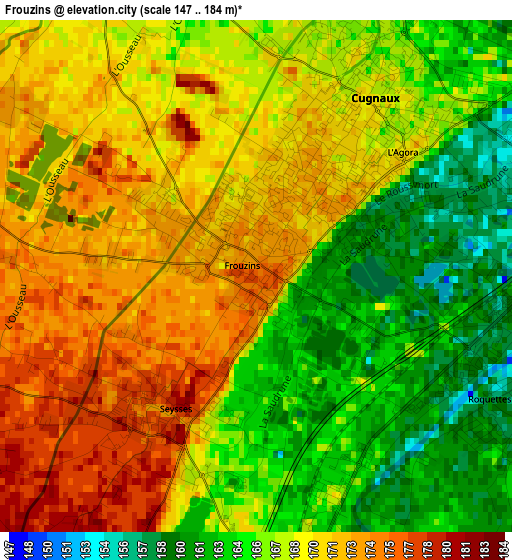 Frouzins elevation map