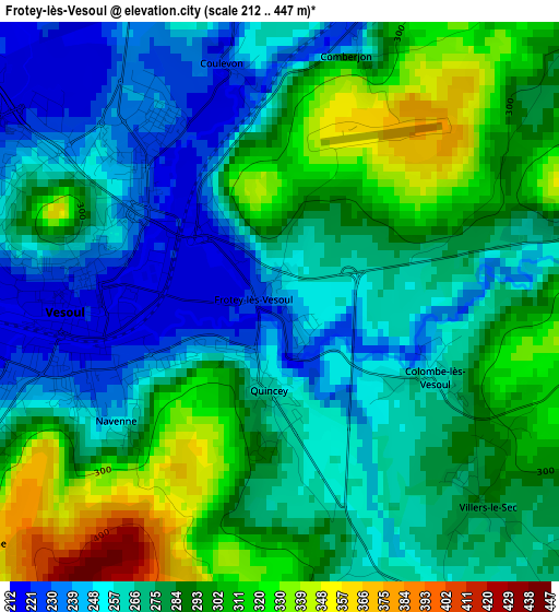 Frotey-lès-Vesoul elevation map