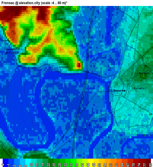 Fronsac elevation map