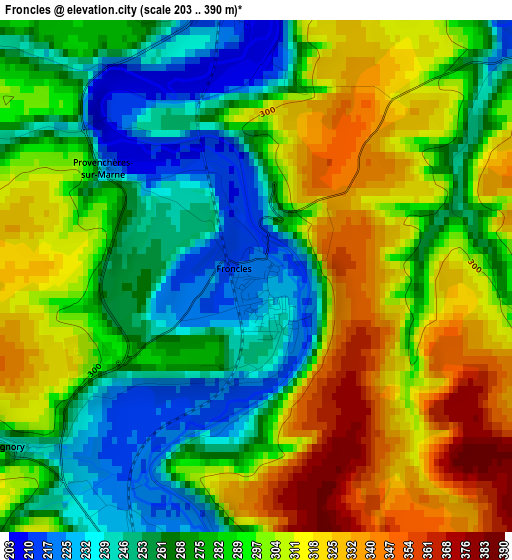 Froncles elevation map