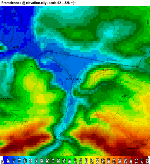 Fromelennes elevation map