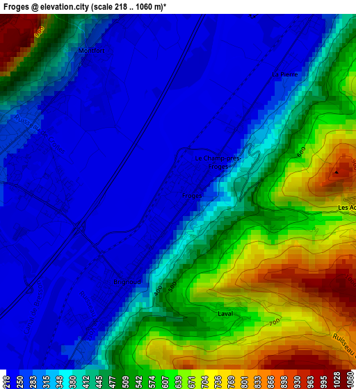 Froges elevation map