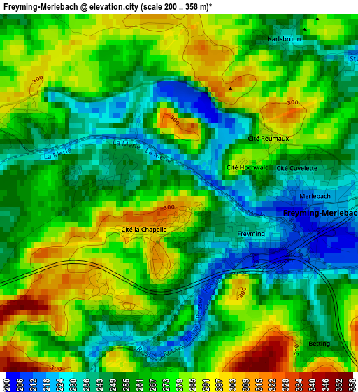 Freyming-Merlebach elevation map