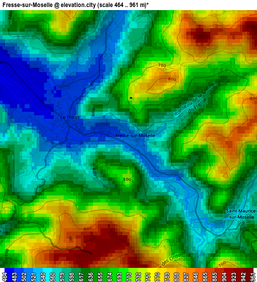 Fresse-sur-Moselle elevation map