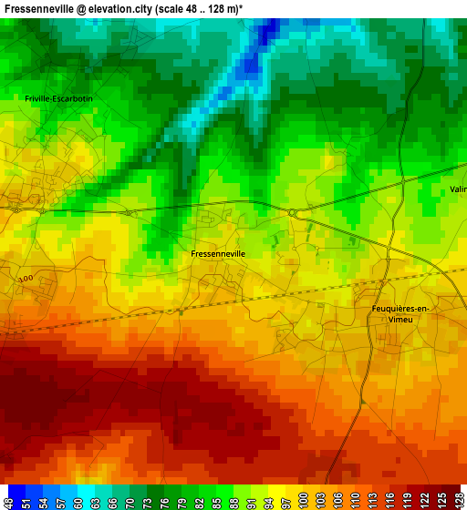 Fressenneville elevation map