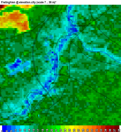 Frelinghien elevation map