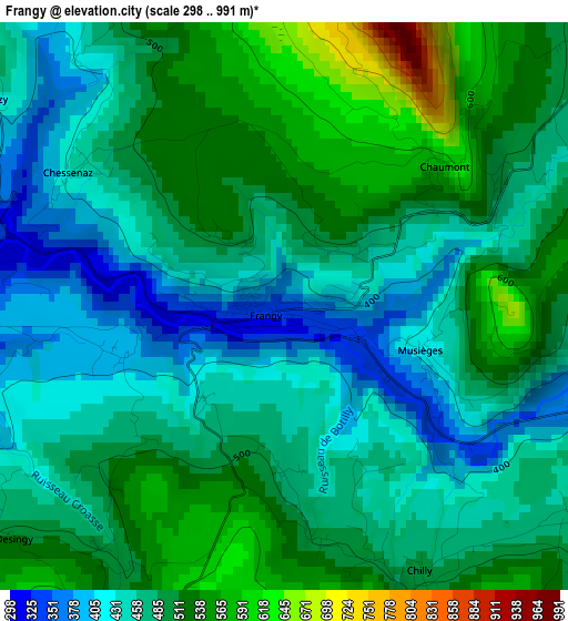 Frangy elevation map