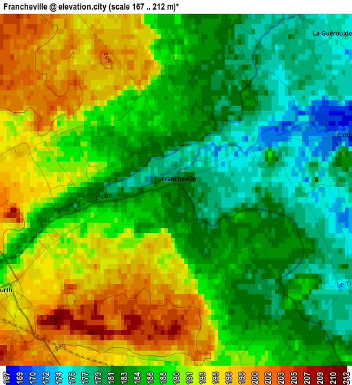 Francheville elevation map