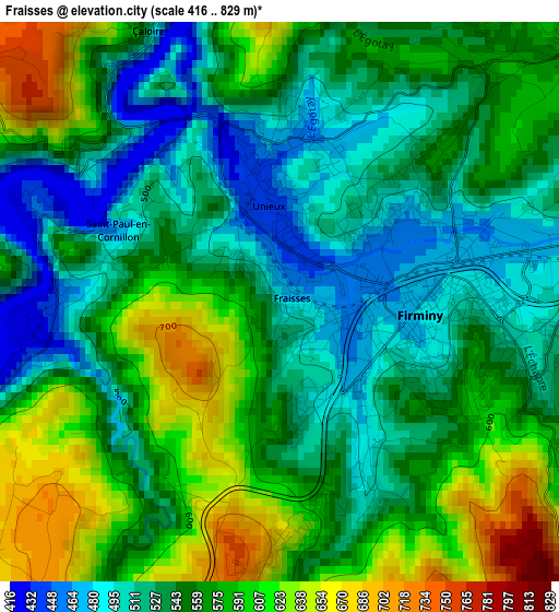 Fraisses elevation map