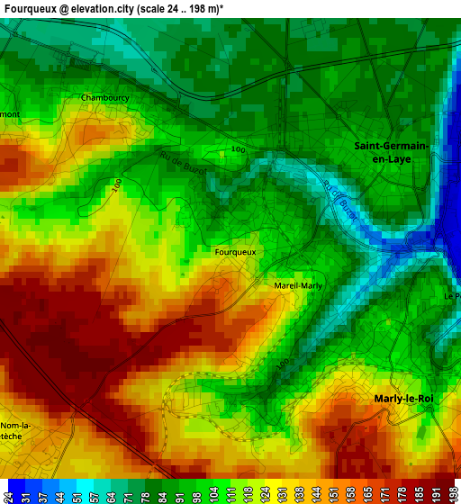 Fourqueux elevation map