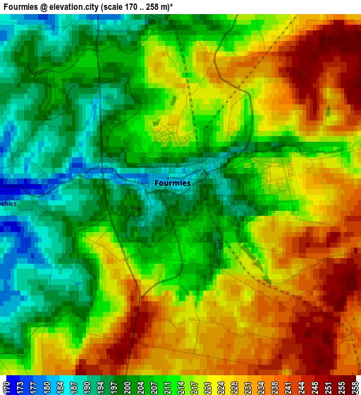 Fourmies elevation map