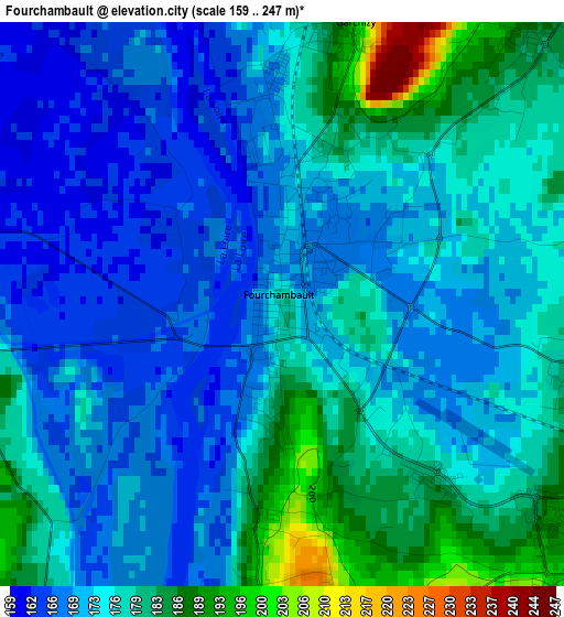 Fourchambault elevation map