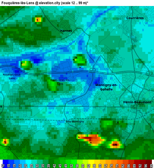 Fouquières-lès-Lens elevation map