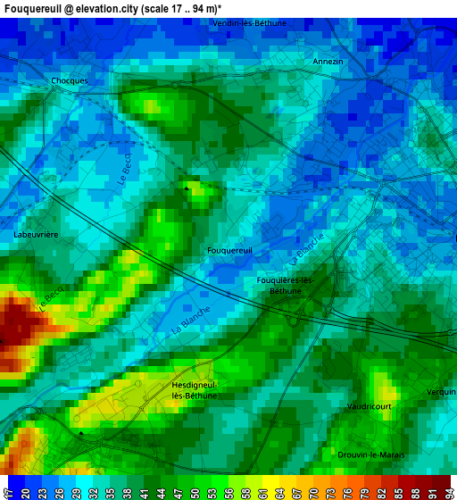 Fouquereuil elevation map