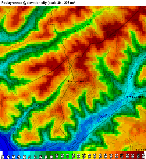 Foulayronnes elevation map