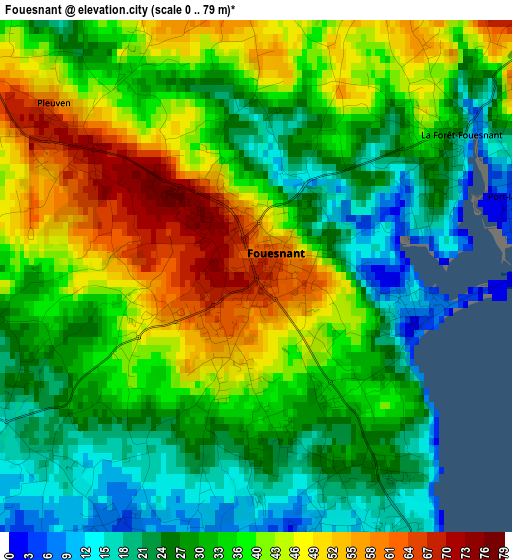 Fouesnant elevation map