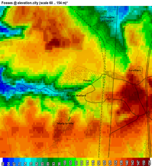 Fosses elevation map