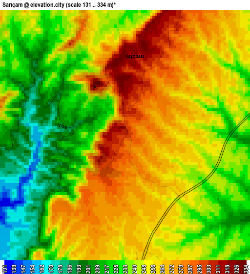 Sarıçam elevation map