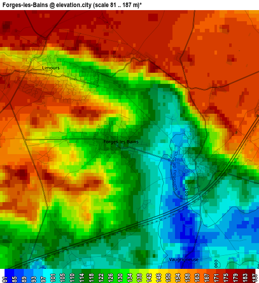 Forges-les-Bains elevation map