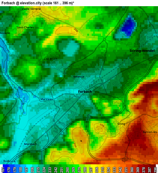 Forbach elevation map