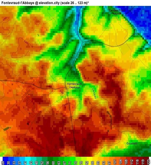 Fontevraud-l'Abbaye elevation map