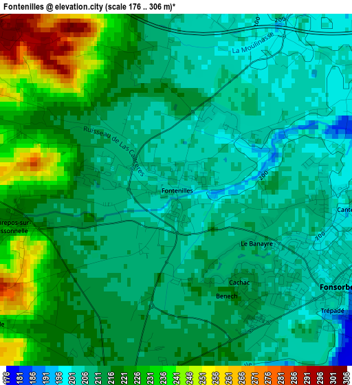 Fontenilles elevation map