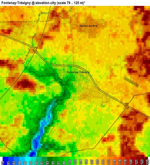 Fontenay-Trésigny elevation map