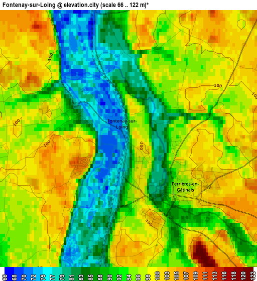 Fontenay-sur-Loing elevation map