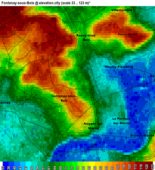 Fontenay-sous-Bois elevation map