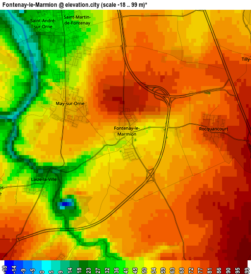 Fontenay-le-Marmion elevation map