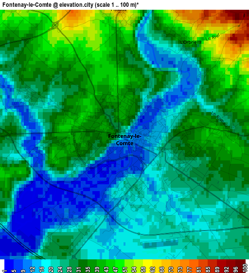 Fontenay-le-Comte elevation map