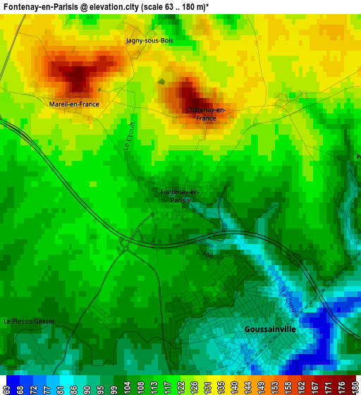 Fontenay-en-Parisis elevation map