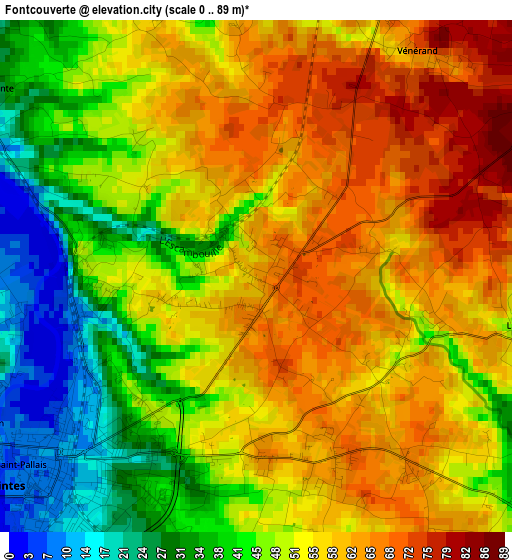 Fontcouverte elevation map