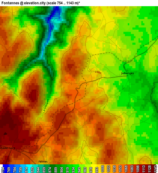 Fontannes elevation map