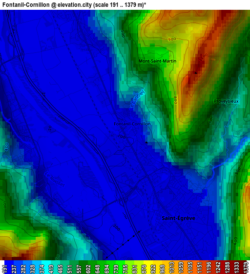 Fontanil-Cornillon elevation map