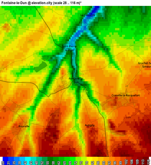 Fontaine-le-Dun elevation map