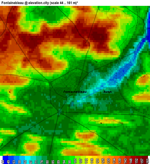 Fontainebleau elevation map