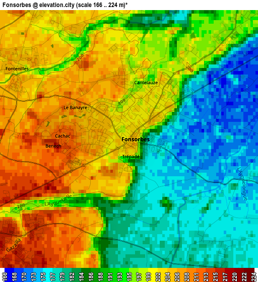 Fonsorbes elevation map