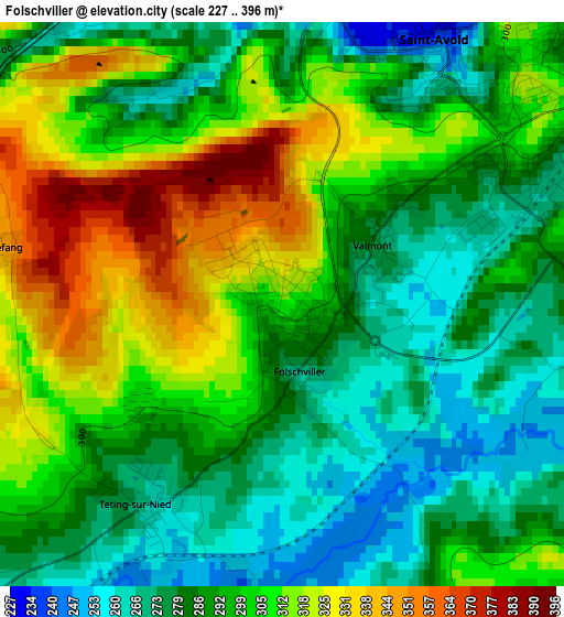 Folschviller elevation map