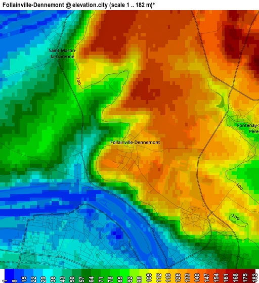 Follainville-Dennemont elevation map